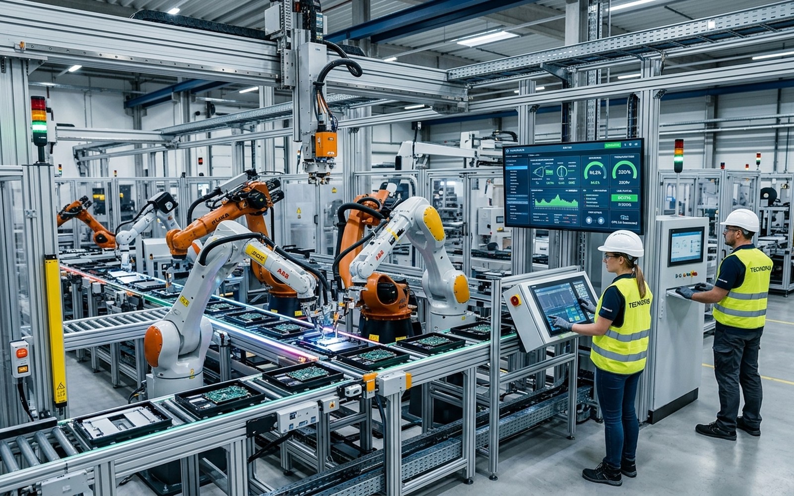 Integrated industrial robot production line